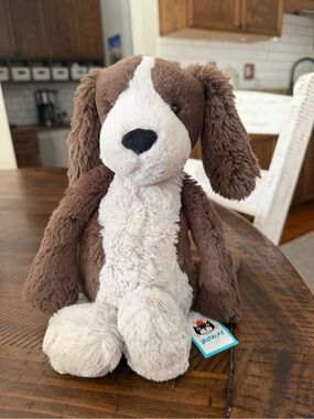 AUTHENTIC Jellycat ORIGINAL BASHFUL FUDGE PUPPY New BNWT Medium Dog Plush Brown
